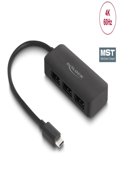 Delock USB Typ-C-splitter (DP Alt-läge) till 3 x DisplayPort MST 4K 60 Hz - 88041