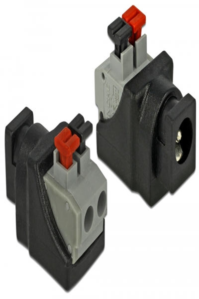 Delock Power adapter - 2 pin terminal block (F) to DC jack 5.5 x 2.1 mm (F) - 65524