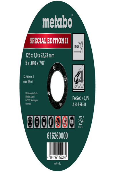 Metabo 616260000 - Cutting disc - Flat centre - Stainless steel - Metabo - 2.22 cm - 12.5 cm