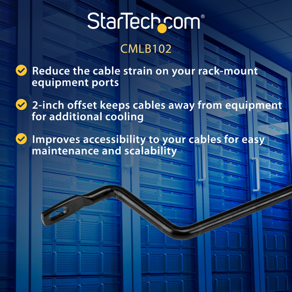 StarTech 5 cm Offset Horizontal Cable Management for Racks - Cable Manager - 10 Pack - Rack Cable Management Guide - 1U - 48.3 cm (Pack of 10) - CMLB102