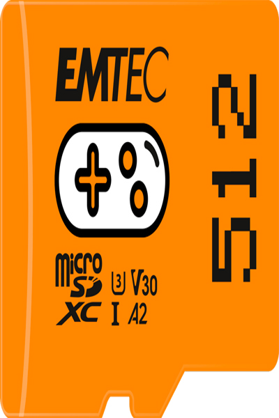 EMTEC Gaming 512 GB microSDXC orange UHS-I U3 V30 A2 - Extended Capacity SD (MicroSDHC) - ECMSDM512GXCU3G