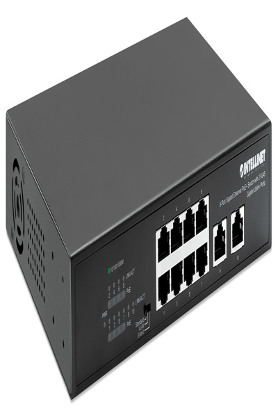 Intellinet 8-portars Gigabit Ethernet PoE+-switch med 2 RJ45 Gigabit Uplink-portar - 561402