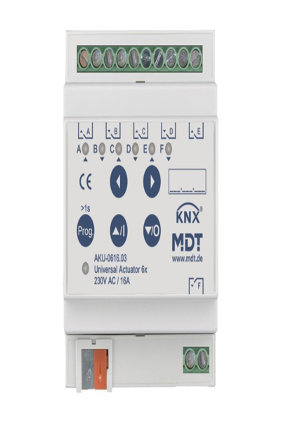 Actionneur universel MDT 6 voies 4TE REG 16A 230VAC 100µF 15EVG