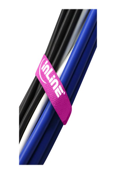Bandes de câbles InLine auto-agrippantes 20 x 200 mm, 10 pièces, rose