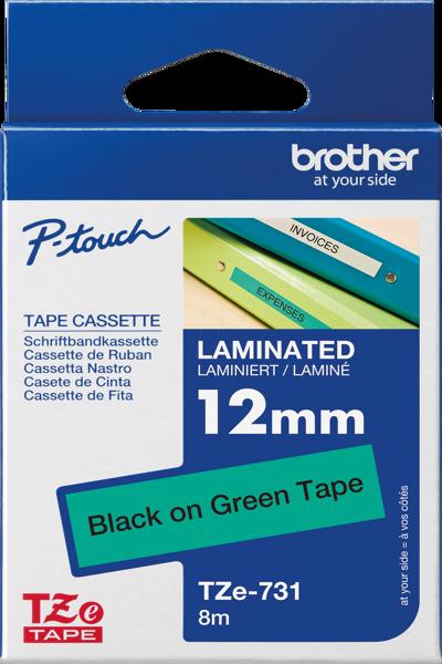Brother TZe-731 - Black on green - TZE731