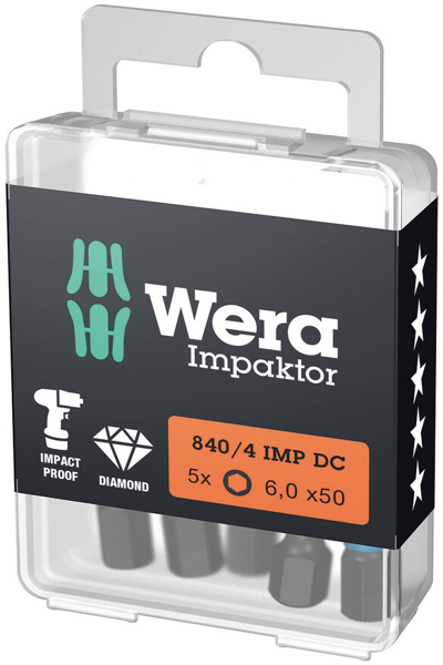 Wera 840/4 IMP DC Hex-Plus DIY, 1 pièce(s), Hexagonal (métrique), 5 mm, 50 mm, 50 mm, 17 mm