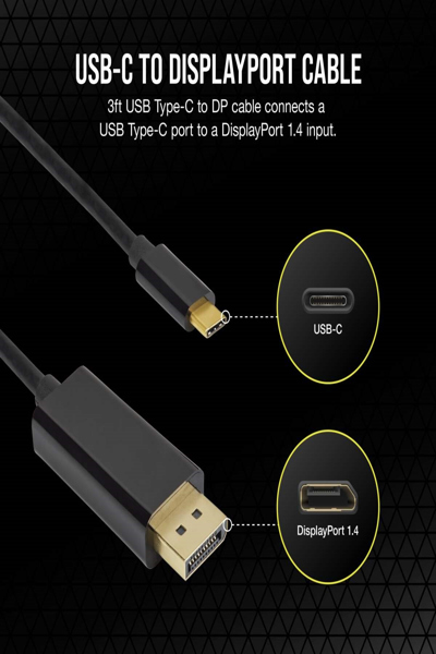 Corsair DisplayPort-kabel - 24-pin USB-C (hane) till DisplayPort (hane) - CU-9000005-WW