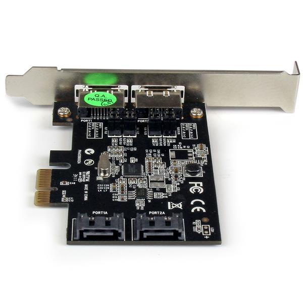 2 Port PCI Express SATA 6 Gbps eSATA Controller Card - Dual Port PCIe SATA III Card - 2 Int/2 Ext - SATA III 6Gbps (PEXESAT322I) Lagring control - PEXESAT322I