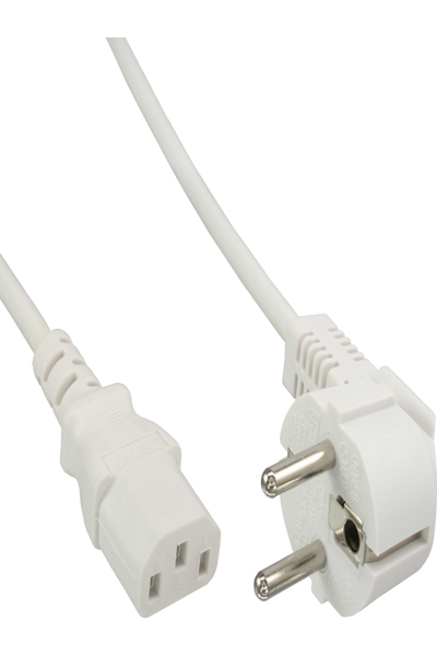 Câble d'alimentation InLine - CEE 7/7 coudé / IEC C13 mâle 3 broches - blanc - 5 m