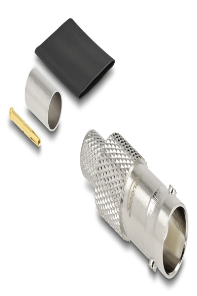 Delock BNC socket for crimping RG-6 with matching heat shrink tubing - 91775