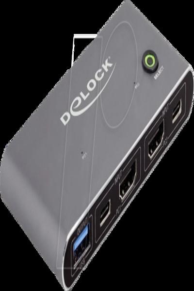 Delock HDMI KVM-switch 8K 60 Hz med USB 5 Gbps, 7680 x 4320 pixlar, 8K Ultra HD, Antracit - 18647