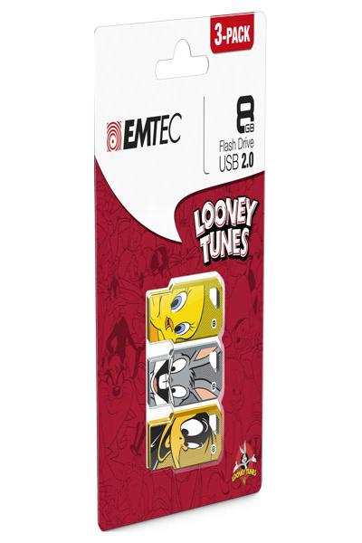 EMTEC USB Flash Drive LT01 Looney Tunes - 3 StÃƒÂ¼ck - USB-Stick - 8 GB - ECMMD8GM752P3LT01