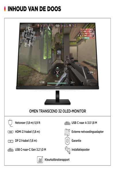 HP OMEN Transcend 32 UHD OLED Gaming Monitor: 32-inch 4K OLED gaming monitor. - 9R181AA#ABB