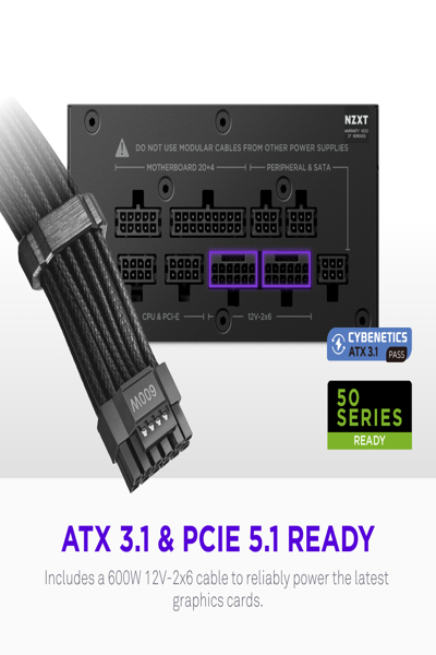 NZXT C850 SFX Black black 1x 12-Pin High Power GPU 3x PCIe Cable management 850 - Power Supply - SFX - PS-8G1BB-EU