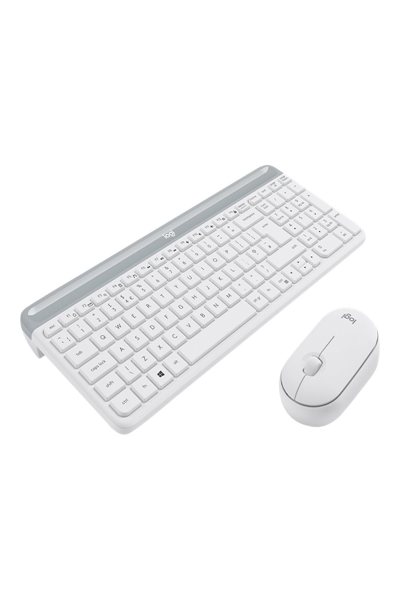 Logitech Slim Wireless Combo MK470 - Full-size (100%) - Wireless - RF Wireless - QWERTY - White - Mouse included - 920-009203
