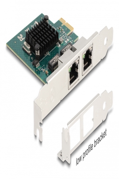 Delock PCI Express x1-kort till 2 x RJ45 Gigabit LAN BCM, PCIe, RJ-45, Hona, PCIe 2.0, Grå, PC - 88206