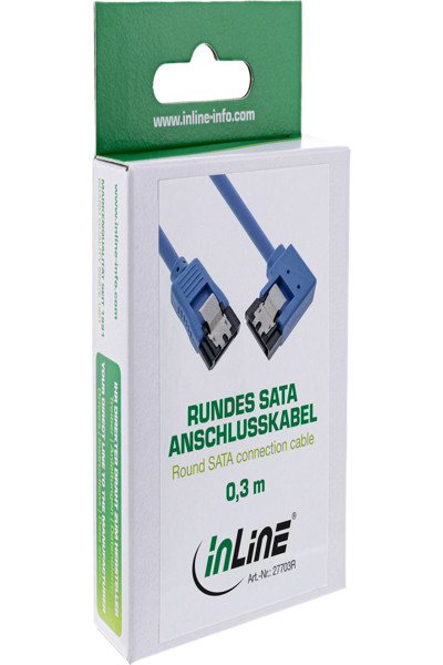 Câble rond InLine SATA 6 Gb/s, un côté, coudé à droite à 90° - avec loquets - 0,5 m