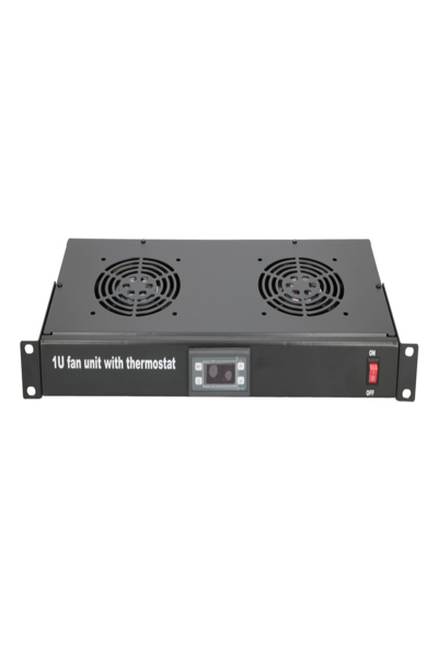 Extralink 1U 19" fan panel with 2 fans and thermostat - EX.19089