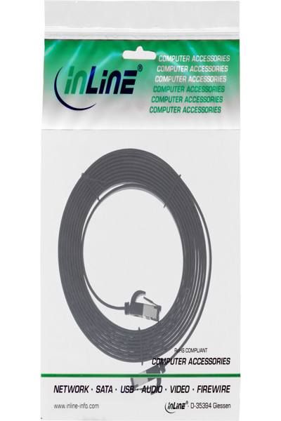 Câble patch plat InLine - U/FTP - Cat.8.1 - TPE sans halogène - noir - 3 m