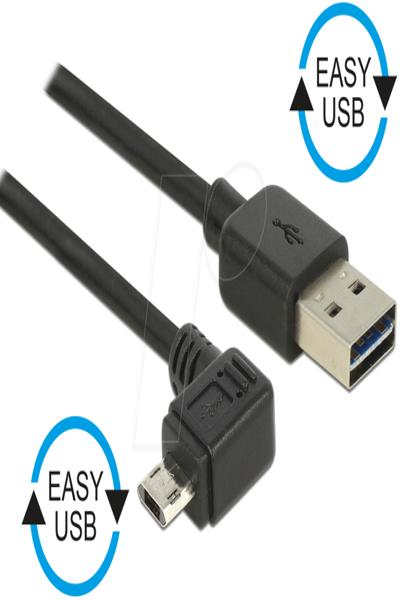 Câble USB Delock - USB (M) droit vers Micro-USB Type B (M) coudé