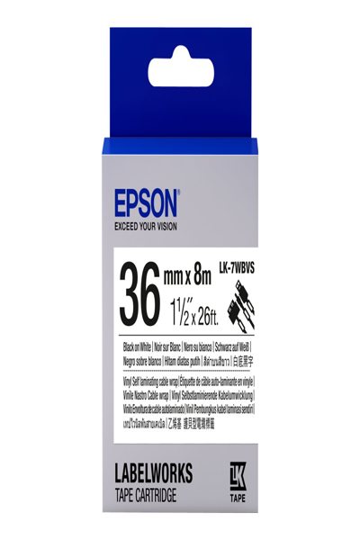 Epson LK-7WBVS vinyle noir sur blanc