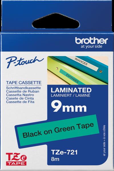 Brother TZe-721 - Noir sur vert