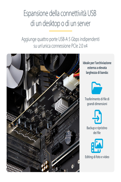 StarTech.com 4-portars USB-A PCIe-kort, USB 3.2 5 Gbps, 4x USB-kontroller - P5Q4A-USB-CARD