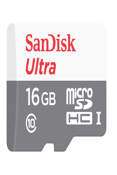 SanDisk Ultra MicroSDHC 16GB UHS-I - 16 GB - MicroSDHC - Class 10 - UHS-I - 80 MB/s - Shock resistant - Temperature proof - Waterproof - SDSQUNS-016G-GN3MN