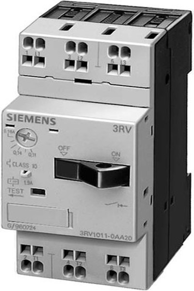 Siemens SIRIUS circuit breaker 3RV1 3RV1011-0GA10 3 NO contacts Max. 690 V