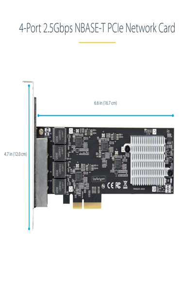 StarTech.com 4-portars 2,5 Gbps NBASE-T PCIe nätverkskort, Intel I225-V-chip, fyrportars nätverkskort för datorer, multi-gigabit nätverkskort, PCI Express-server-LAN-kort, stationärt Ethernet-gränssnittskort, PCI Express 2.0 (PR42GI-NETWORK-CARD) - PR42GI-NETWORK-CARD