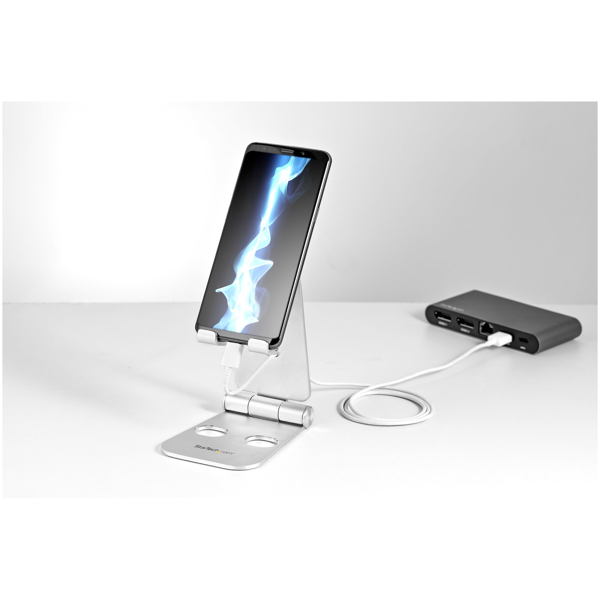StarTech Universal Cell Phone and Tablet Holder - Foldable - Tablet / Cell Phone Stand - Multi-Angle - Smartphone Holder - Desk Stand - up to 33.00cm (13") - Silver (USPTLSTND) - USPTLSTND
