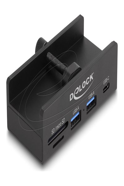 Hub Delock - 5 Gbit/s, emplacement SD + micro SD avec vis de verrouillage