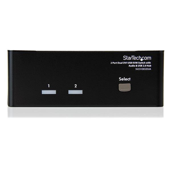 StarTech.com 2 Port DVI USB KVM Switch mit Audio und USB 2.0 Hub - 2-fach Dual DVI-I USB Umschalter - KVM-/Audio-/USB-Switch - 2 Anschlüsse - SV231DD2DUA