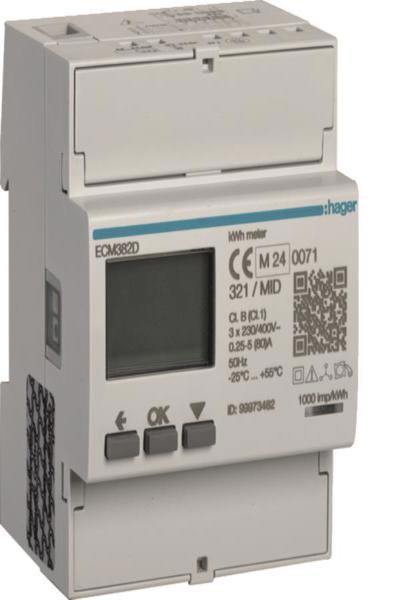 Hager ECM382D 3-Phase Energy Meter Direct 80A