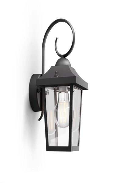 Philips myGarden Buzzard Wall Light 60W E27 No-bulb - Outdoor wall lighting - Black - Aluminium - IP44 - I - Surfaced