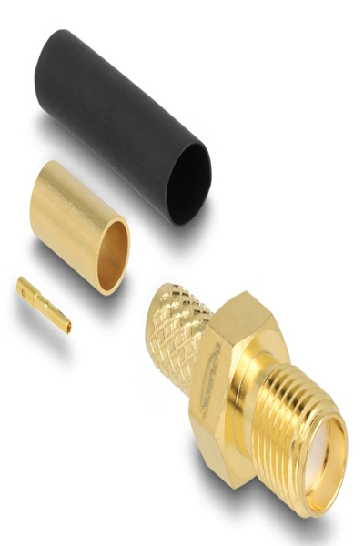 Delock SMA socket for crimping LMR200 with matching heat shrink tubing - 91784