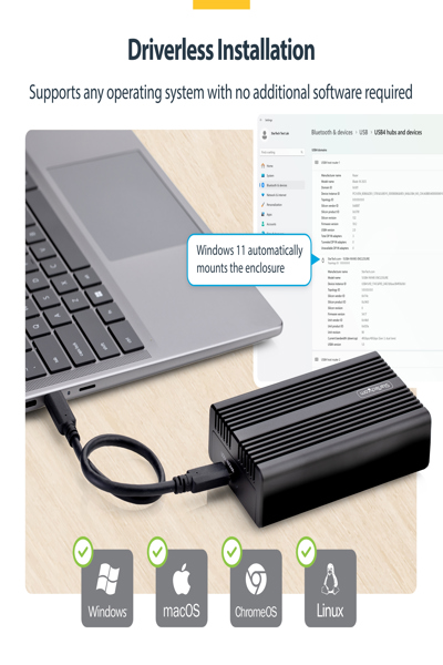 STARTECH USB4 M.2 NVME ENCLOSURE SSD - 1USB4-NVME-ENCLOSURE