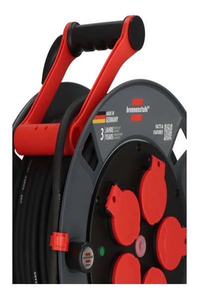 Brennenstuhl 9232250100, Svart, Röd, Plast, 5 AC-uttag, Rak, 25 m, IP44 - 9232250100
