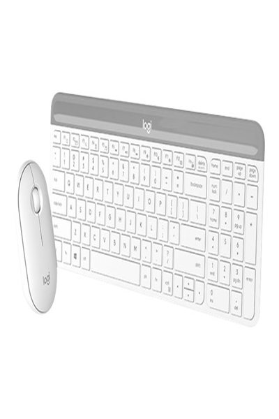 Logitech Slim Wireless Combo MK470 - Full-size (100%) - Wireless - RF Wireless - QWERTY - White - Mouse included - 920-009203