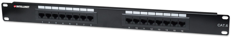 Cat6 Patch Panel - RJ-45 X 16 - Black - 1U - 519526