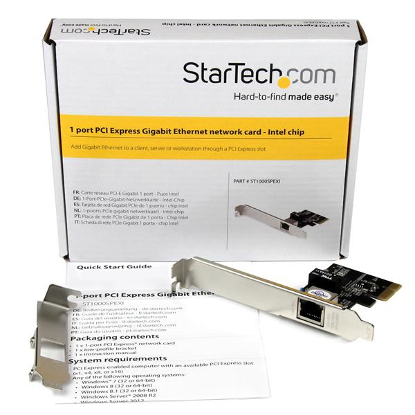 StarTech 1-Port Gigabit Ethernet Network Card - PCI Express, Intel I210 NIC - Network adapter - PCI Express x4 Low Profile - GigE - 10Base-T, 100Base-TX, 1000Base-T - Black (ST1000SPEXI) - ST1000SPEXI