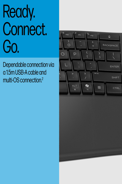 HP 480 Comfort Wired KBD: EMEA-INTL English, QWERTY