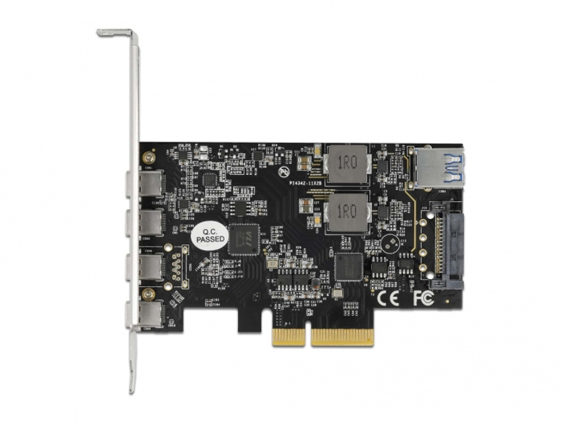 Delock PCIe x4-kort till 4 x USB Type-C + 1 x USB Type-A - 90059