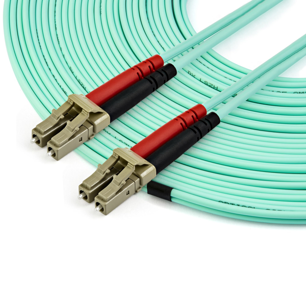 StarTech 15 m OM4 LC to LC Multimode Duplex Fiber Optic Patch Cable - Aqua - 50/125 - Fiber Optic Cable - 40/100Gb - LSZH (450FBLCLC15) - Patch cable - 15 m - Aquamarine - 450FBLCLC15