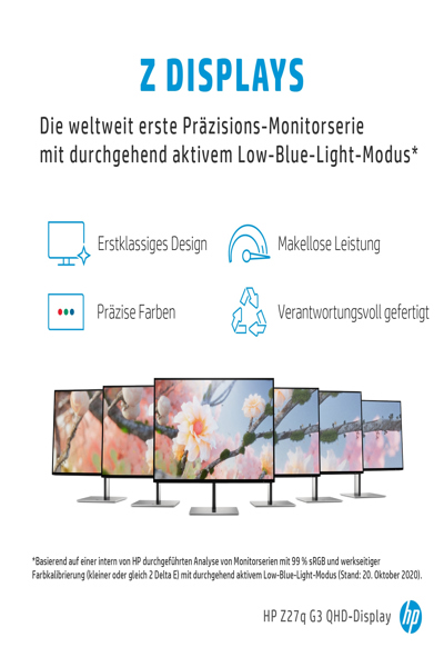 HP Z27q G3 QHD - 68.6 cm (27") - 2566 x 1440 pixels - Quad HD - LED - 5 ms - Silver - 1C4Z7AA