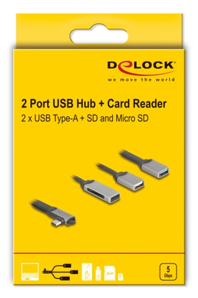Delock USB Hub inklusive SD und Micro Card Reader - 64303