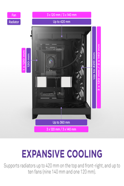 NZXT H9 Flow midi-tower PC svart - CM-H92FB-01