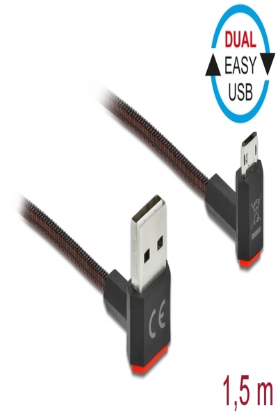 Delock Easy - USB-kabel - USB (hane) upp/ner vinklad, vändbar till Micro-USB Typ B (hane) upp/ner vinklad, vändbar - 85267