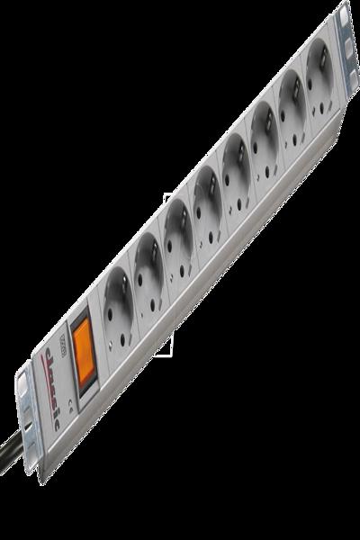 Bachmann 19" Steckdosenleiste 8 x Schutzkontakt mit Schalter grau
