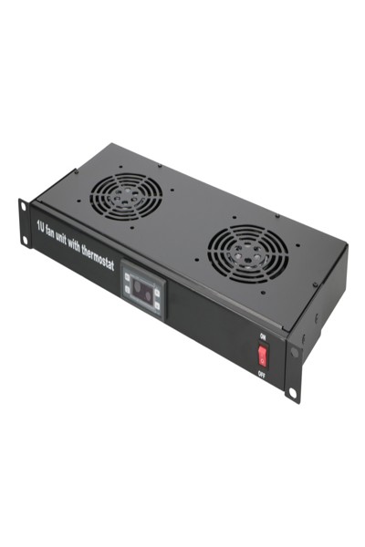 Extralink 1U 19" fan panel with 2 fans and thermostat - EX.19089